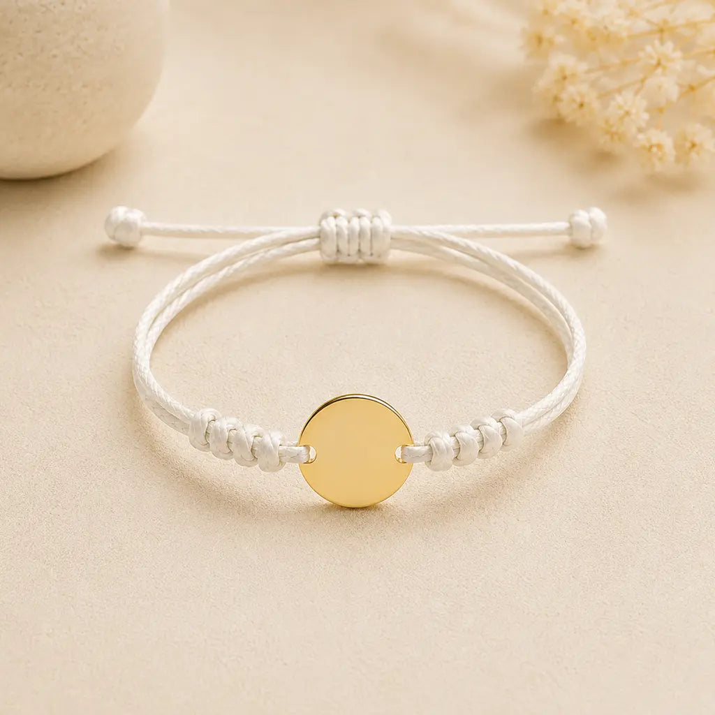Sternzeichen Armband Textilband gewachst mit Edelstahl Gravurplatte - Alle 12 Tierkreiszeichen