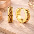 Creolen Damen 14mm rund Edelstahl mit Kettendetail - goldfarben oder silberfarben