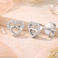 Elegante Herz-Ohrstecker aus 925 Sterling Silber mit funkelnden Zirkonia-Steinen, hochwertig verarbeitet, ideal als Kinderschmuck.