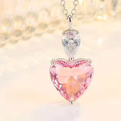 Kette mit Anhänger aus 925er Sterling-Silber, Glasherz