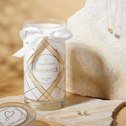 Juwelkerze mit Ohrringen - Duftkerze mit Schmucküberraschung