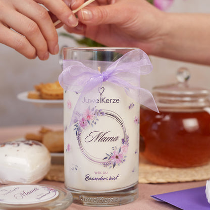 Juwelkerze mit Ohrringen - Duftkerze mit Schmucküberraschung