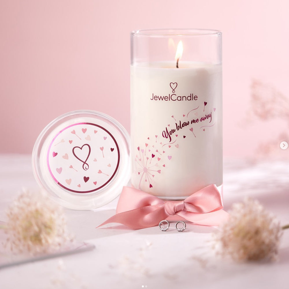 Juwelkerze mit Ohrringen - Duftkerze mit Schmucküberraschung