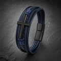 Cross Edge - Lederarmband für Herren gravierbar mit Edelstahl-Kreuz in 3 Farben | Edelstahl Magnetverschluss