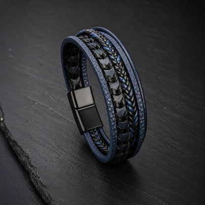 Five Strand - 5-strängiges Lederarmband für Herren gravierbar in 3 Farben | Edelstahl Magnetverschluss