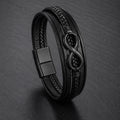 Infinity Braid - Lederarmband für Herren gravierbar mit Infinity-Zeichen in 3 Farben | Edelstahl Magnetverschluss