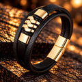 Leather Steel Line - Herren Lederarmband mit Edelstahldetails | Edelstahl Magnetverschluss