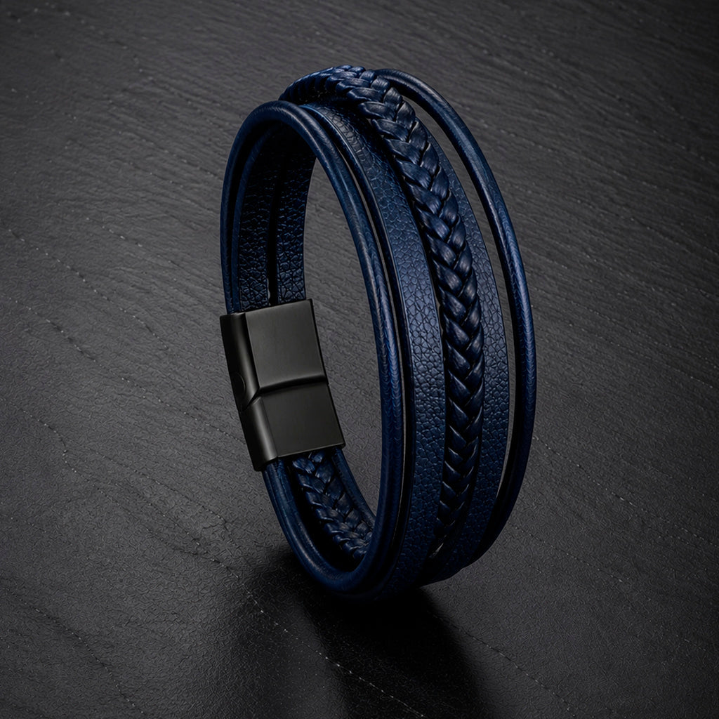 Five Braid - 5-strängiges Lederarmband für Herren gravierbar in 3 Farben | Edelstahl Magnetverschluss