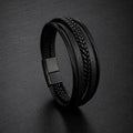Five Braid - 5-strängiges Lederarmband für Herren gravierbar in 3 Farben | Edelstahl Magnetverschluss