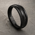 Four Strand - 4-strängiges Lederarmband für Herren gravierbar | Edelstahl Magnetverschluss