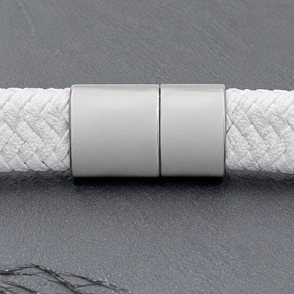 Cross Silver - Lederarmband für Herren gravierbar mit Kreuz | Edelstahl Magnetverschluss