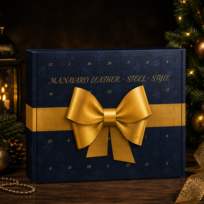 Limitierter Schmuck Adventskalender Männer - 24 Türchen - MANAVARO · Leder · Edelstahl · Gravur