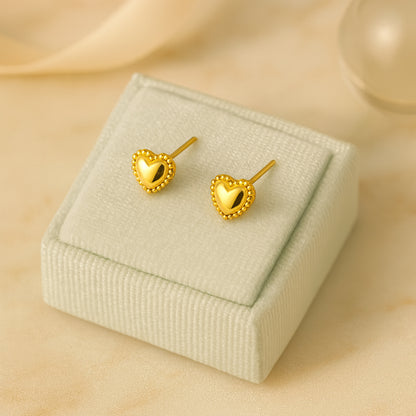 Damen Ohrstecker Modeschmuck Herz silberfarben goldfarben mit filigranem Rand - 5mm