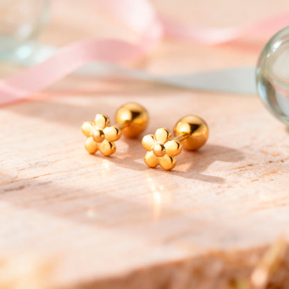 Damen Ohrstecker Modeschmuck Blume silberfarben goldfarben Gewindesteckverschluss - 4mm