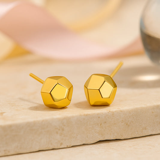 Damen Ohrstecker Modeschmuck geometrisch Kugel facettiert silberfarben goldfarben - 8mm