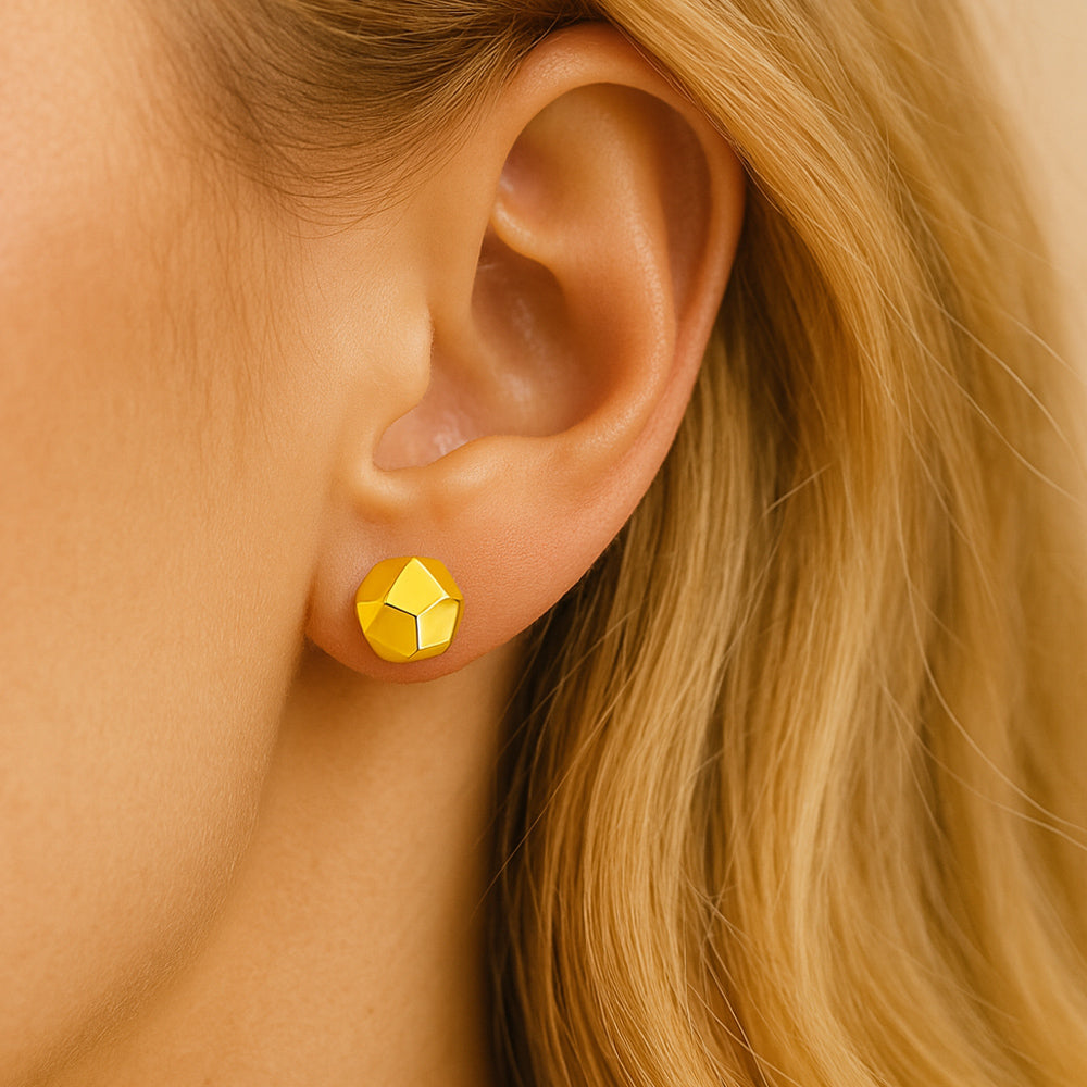 Damen Ohrstecker Modeschmuck geometrisch Kugel facettiert silberfarben goldfarben - 8mm