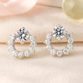 Damen Ohrstecker Modeschmuck Kreis Zirkonia weiß glänzend elegant - 12mm