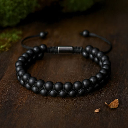 Edelsteinarmband für Damen und Herren mit Onyx Perlen - 6mm