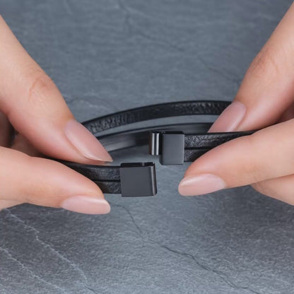 Cross Stone - Lederarmband für Herren mit Natursteinperlen und Edelstahl-Kreuz gravierbar | Edelstahl Magnetverschluss