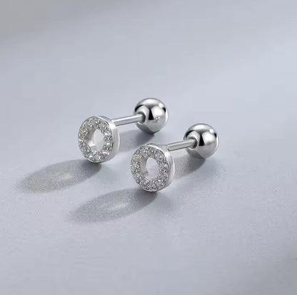 Ohrstecker aus Edelstahl, Kreise mit Strasssteinchen, 5mm