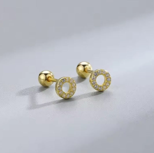Ohrstecker aus Edelstahl, Kreise mit Strasssteinchen, 5mm