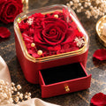 Schmuckbox mit ewiger Rose - Geschenkbox für Schmuck mit Schublade - 11x11cm