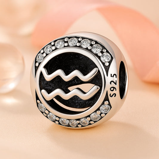 Armband / Charm aus 925er Sterling-Silber, mit Motiv Sternzeichen, Kugel, 1,2cm