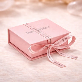 Schmuck Etui Geschenkbox rosa mit Schleife - 9x9x3,5cm